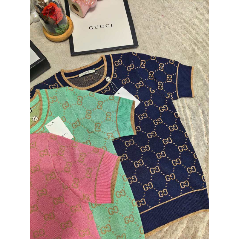 GUC16 New women's summer T-shirt knitted ice silk fabric clothes