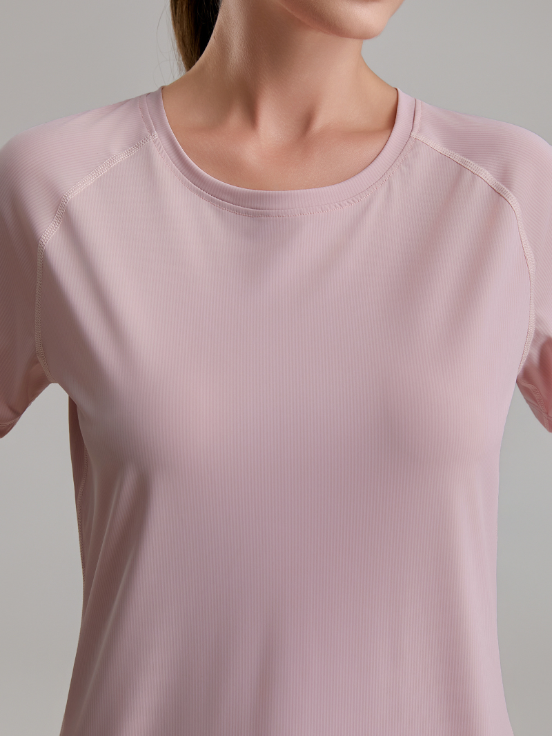 zalo2163   Women's summer clothing round neck mesh splicing refreshing and breathable quick drying clothes anti glare shorts set clothing