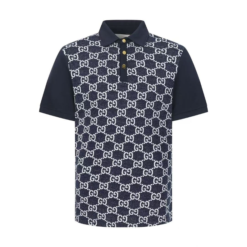 GUC031 New Summer Men's Polo Top with High Quality Beaded Pulling Frame Cotton Fabric Clothing