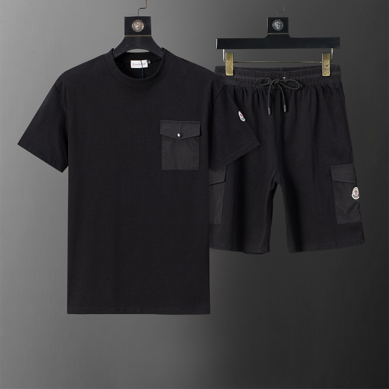 MOC044  New men's summer pure cotton polo top+shorts two-piece outfit clothing