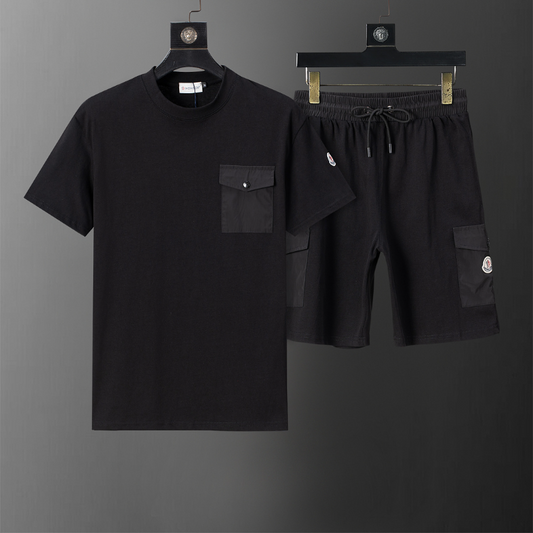 MOC044  New men's summer pure cotton polo top+shorts two-piece outfit clothing