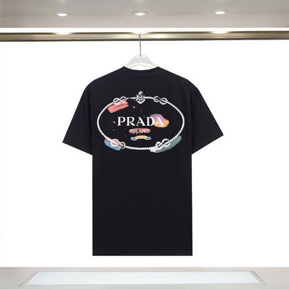 PRC32  New men's and women's summer pure cotton embroidered top T-shirt clothing