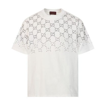 GUC01 High quality men's and women's pure cotton summer short sleeved T-shirt with diamond inlay clothing