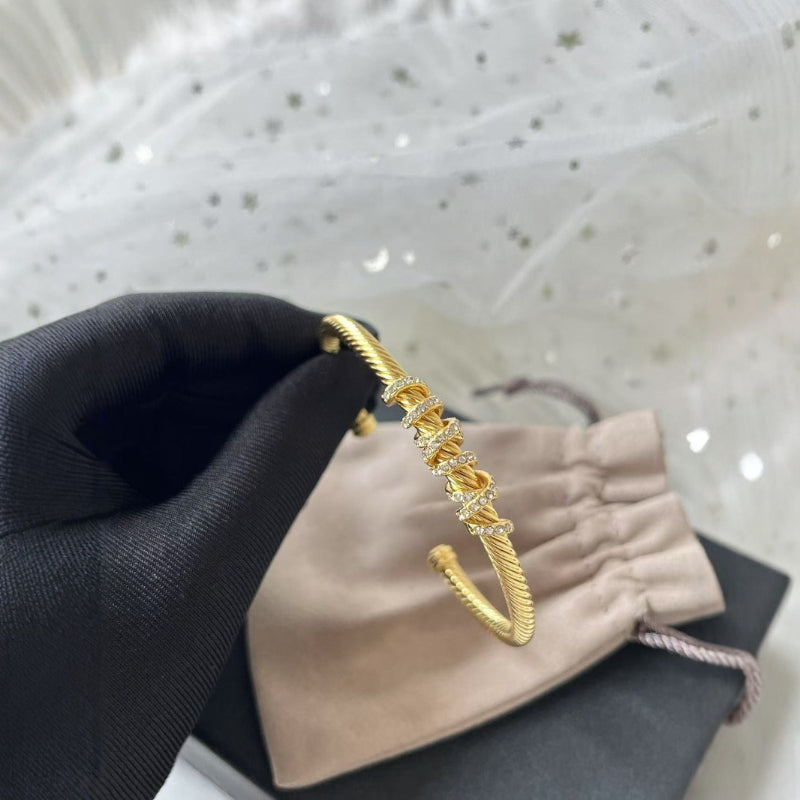 DY    DVB2   Exquisite twisted wire 5m diamond inlaid bracelet 5a zircon couple cable jewelry