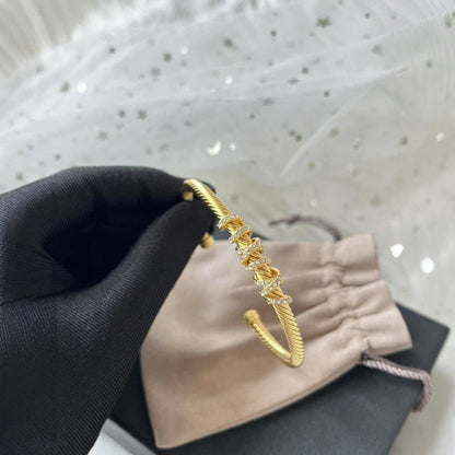 DY    DVB2   Exquisite twisted wire 5m diamond inlaid bracelet 5a zircon couple cable jewelry