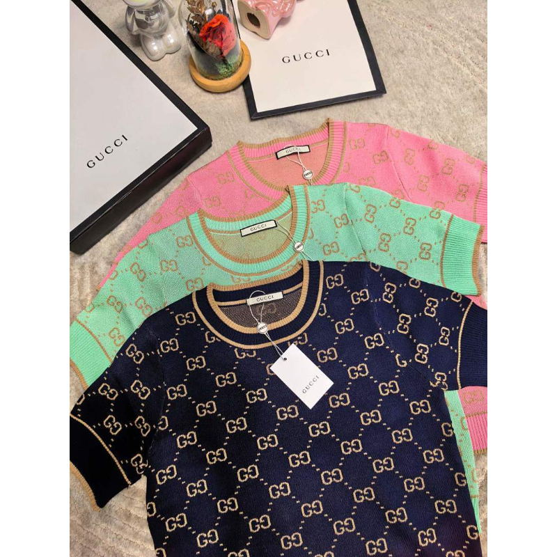 GUC16 New women's summer T-shirt knitted ice silk fabric clothes