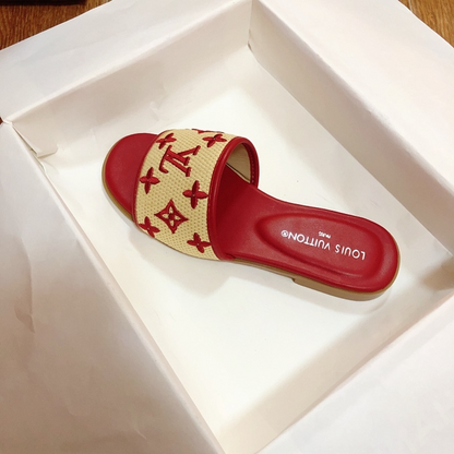 MJLS13 synthetic Leather slippers Women shoes 35-42 With box