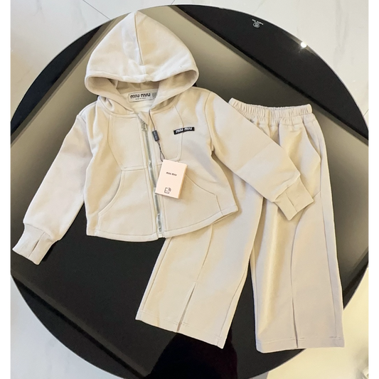 TMUC1 Spring and Autumn New Girls' Pure Cotton Set Hooded Long Sleeve+Pants Clothing