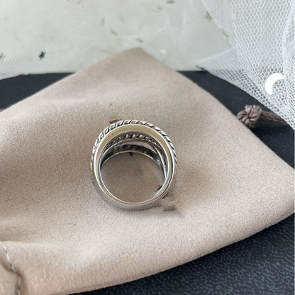 DY DJ060 Simple Multi layer Color Separation Ring Vintage Ring Jewelry copper with gold plated