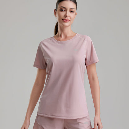 zalo2163   Women's summer clothing round neck mesh splicing refreshing and breathable quick drying clothes anti glare shorts set clothing