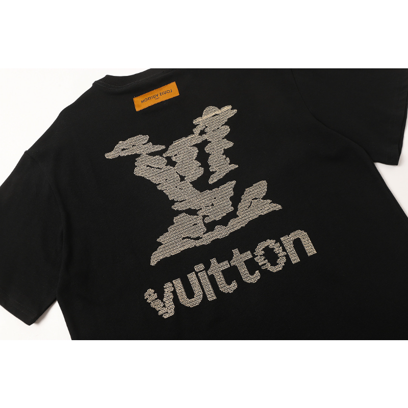 LVC157 High quality men's short sleeved heavy-duty embroidered T-shirt, pure cotton top Clothing