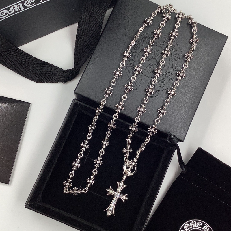 CHSN5 Classic men's and women's diamond studded cross necklace jewelry