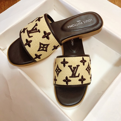 MJLS13 synthetic Leather slippers Women shoes 35-42 With box
