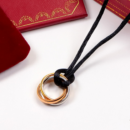 CAN38 Classic Three Ring Necklace for Men and Women, Couple's Necklace, Stainless Steel Gilded Jewelry