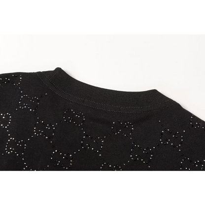 GUC01 High quality men's and women's pure cotton summer short sleeved T-shirt with diamond inlay clothing
