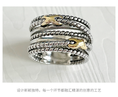 DY DR14 Simple Multi Layer Twisted Wire Ring, Copper Plated Jewelry