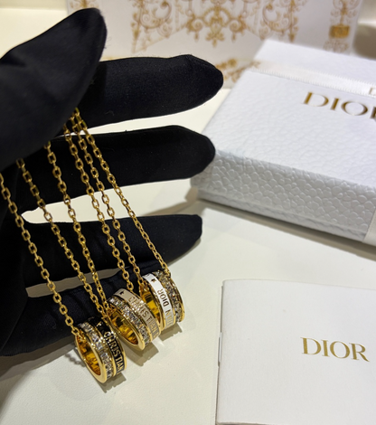 DIN51  Women's enamel square diamond letter necklace jewelry