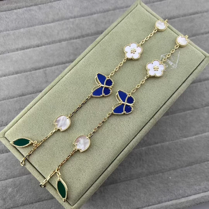 VAB101 Butterfly bracelet, high-end flower and green leaf necklace jewelry ring