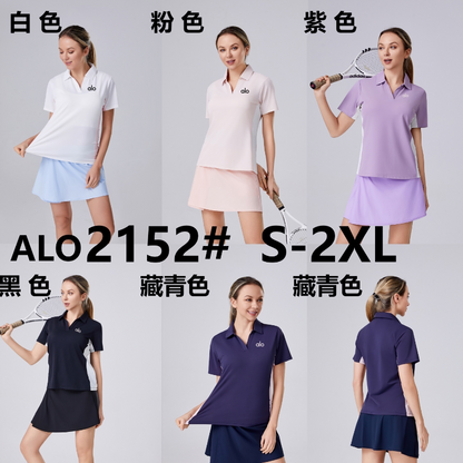 zalo2152   Women's short sleeved T-shirt polo shirt quick drying fitness suit top clothing