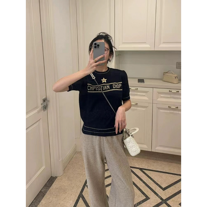 DIC24 New women's summer T-shirt knitted ice silk fabric clothes