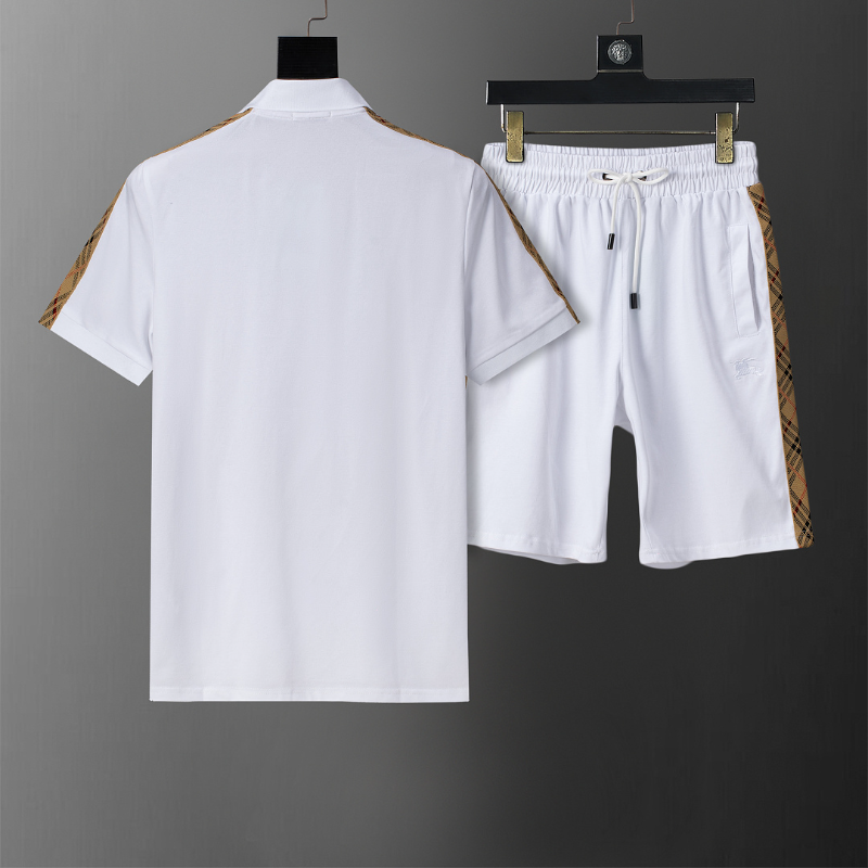 BUC050 New men's summer pure cotton polo top+shorts two-piece outfit clothing
