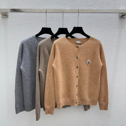 MOC52  Women's solid color round neck knitted long sleeved cardigan clother