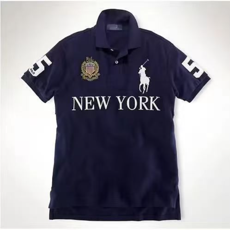 PPC1  Summer American city short sleeved top popular polo shirt men's lapel embroidered casual plus size