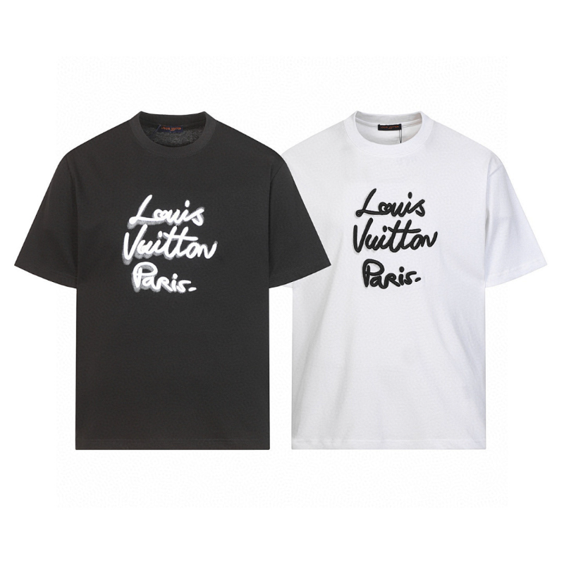 LVC056 High quality men's and women's pure cotton summer short sleeved T-shirt embroidered clothing