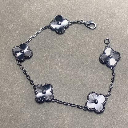 VAB55  Women's New Black Warrior Laser Five Flower Bracelet Jewelry