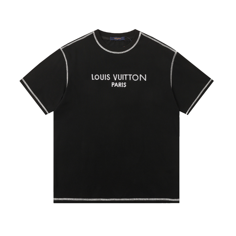 LVC165 High quality men's short sleeved heavy-duty embroidered T-shirt, pure cotton top Clothing