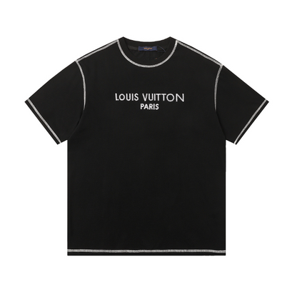 LVC165 High quality men's short sleeved heavy-duty embroidered T-shirt, pure cotton top Clothing