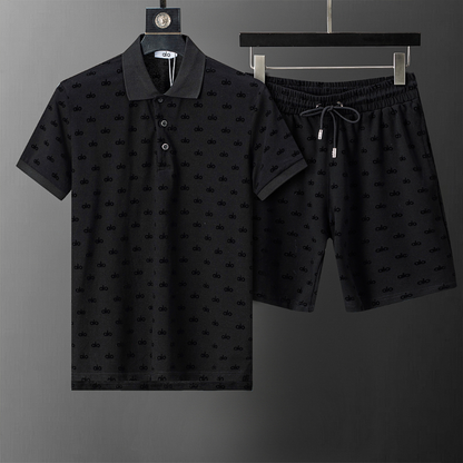 ALOC5 New Men's Summer Cotton Top+Shorts Set Clothing
