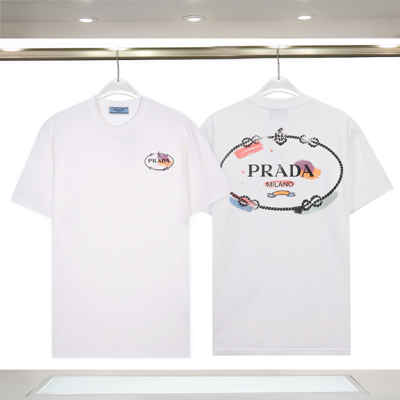 PRC32  New men's and women's summer pure cotton embroidered top T-shirt clothing