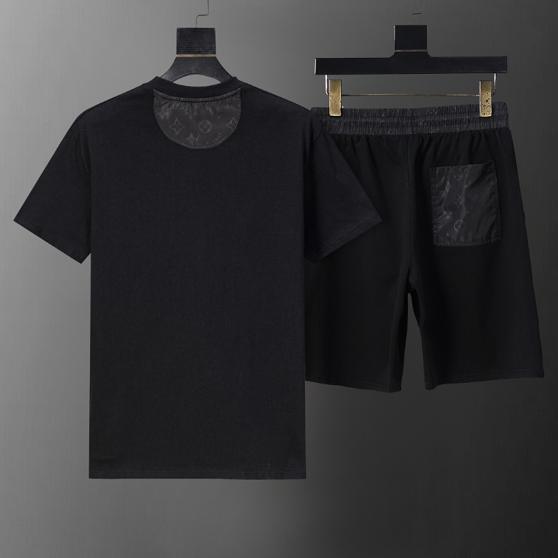 LVC121 New men's summer pure cotton short sleeved top+shorts two-piece outfit Clothing
