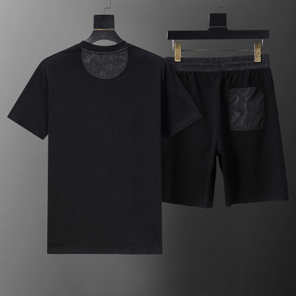 LVC121 New men's summer pure cotton short sleeved top+shorts two-piece outfit Clothing