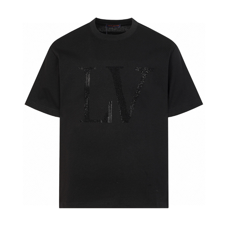 LVC055 High quality men's and women's pure cotton summer short sleeved T-shirt with diamond inlay clothing