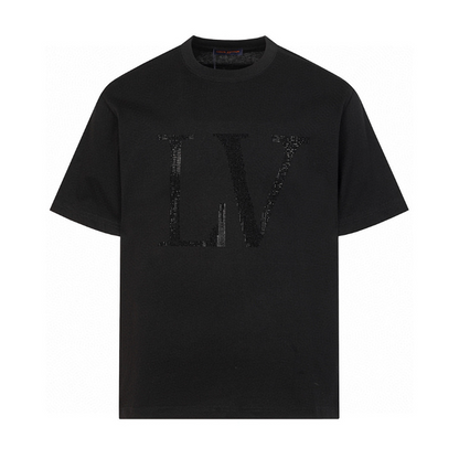 LVC055 High quality men's and women's pure cotton summer short sleeved T-shirt with diamond inlay clothing