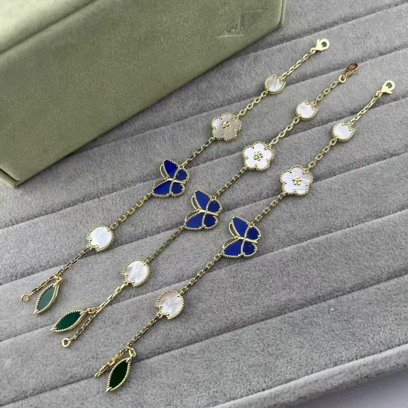VAB101 Butterfly bracelet, high-end flower and green leaf necklace jewelry ring