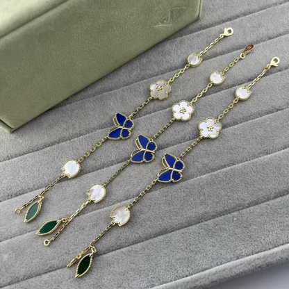 VAB101 Butterfly bracelet, high-end flower and green leaf necklace jewelry ring