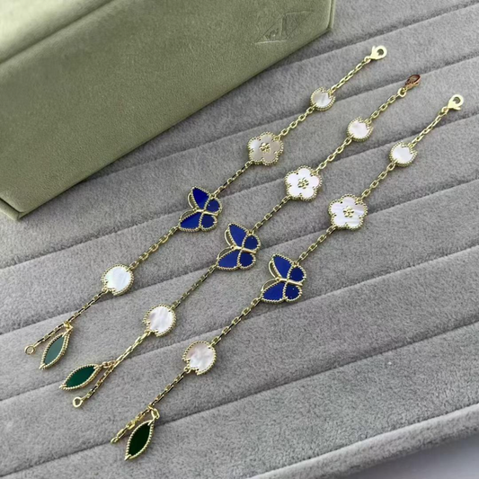 VAB101 Butterfly bracelet, high-end flower and green leaf necklace jewelry ring