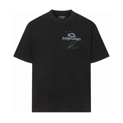 BAC40 High quality men's short sleeved heavy-duty embroidered T-shirt, pure cotton top Clothing