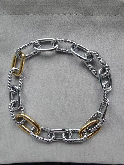 DY DB82 color blocked chain bracelet, popular  twisted wire copper gold-plated bracelet jewelry