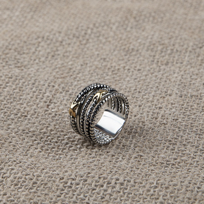 DY DR14 Simple Multi Layer Twisted Wire Ring, Copper Plated Jewelry