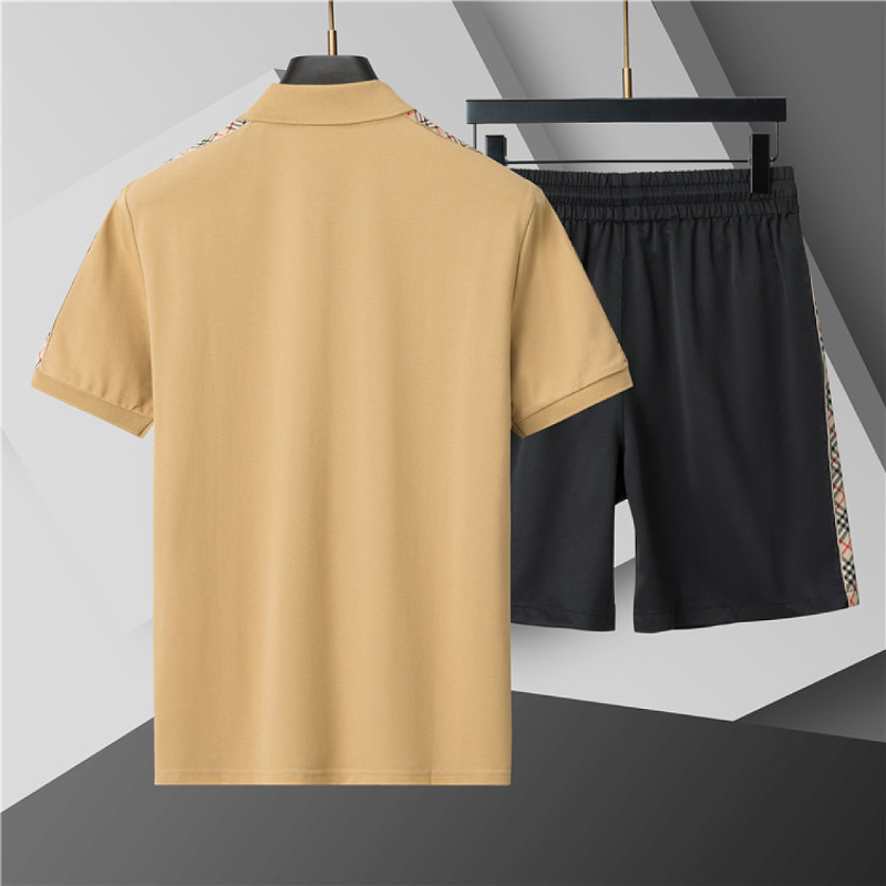 BUC010  New men's summer embroidered polo top+shorts two-piece set Clothing