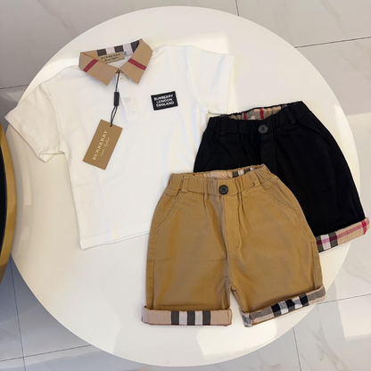 TBUC15  New Boys' Summer Cotton Polo Top+Cotton Shorts Set Clothing