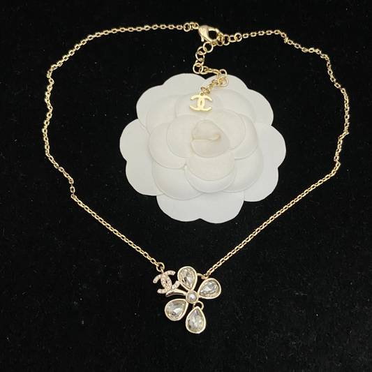 CHN104  Women's new four leaf clover crystal diamond necklace jewelry