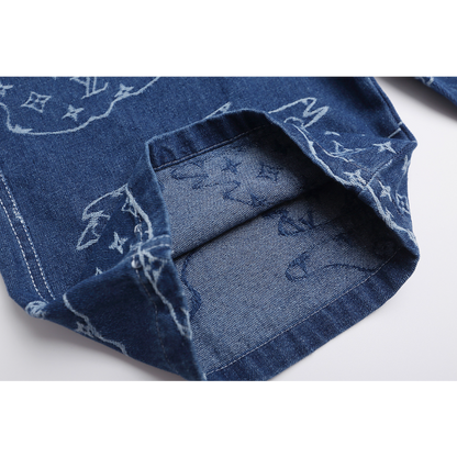 LVC210 New men's summer pure cotton denim style shorts casual shorts clothing