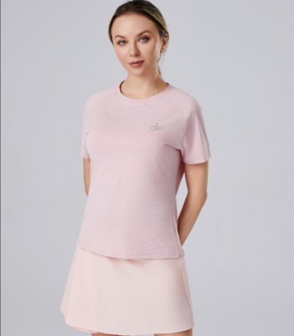 alo2151  Women's summer ice sensitive quick drying yoga short sleeved loose casual running sports T-shirt breathable fitness clothing