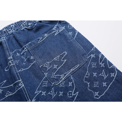 LVC210 New men's summer pure cotton denim style shorts casual shorts clothing