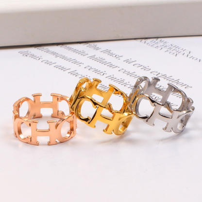 CHR37 Stainless steel large C letter ring women's jewelry